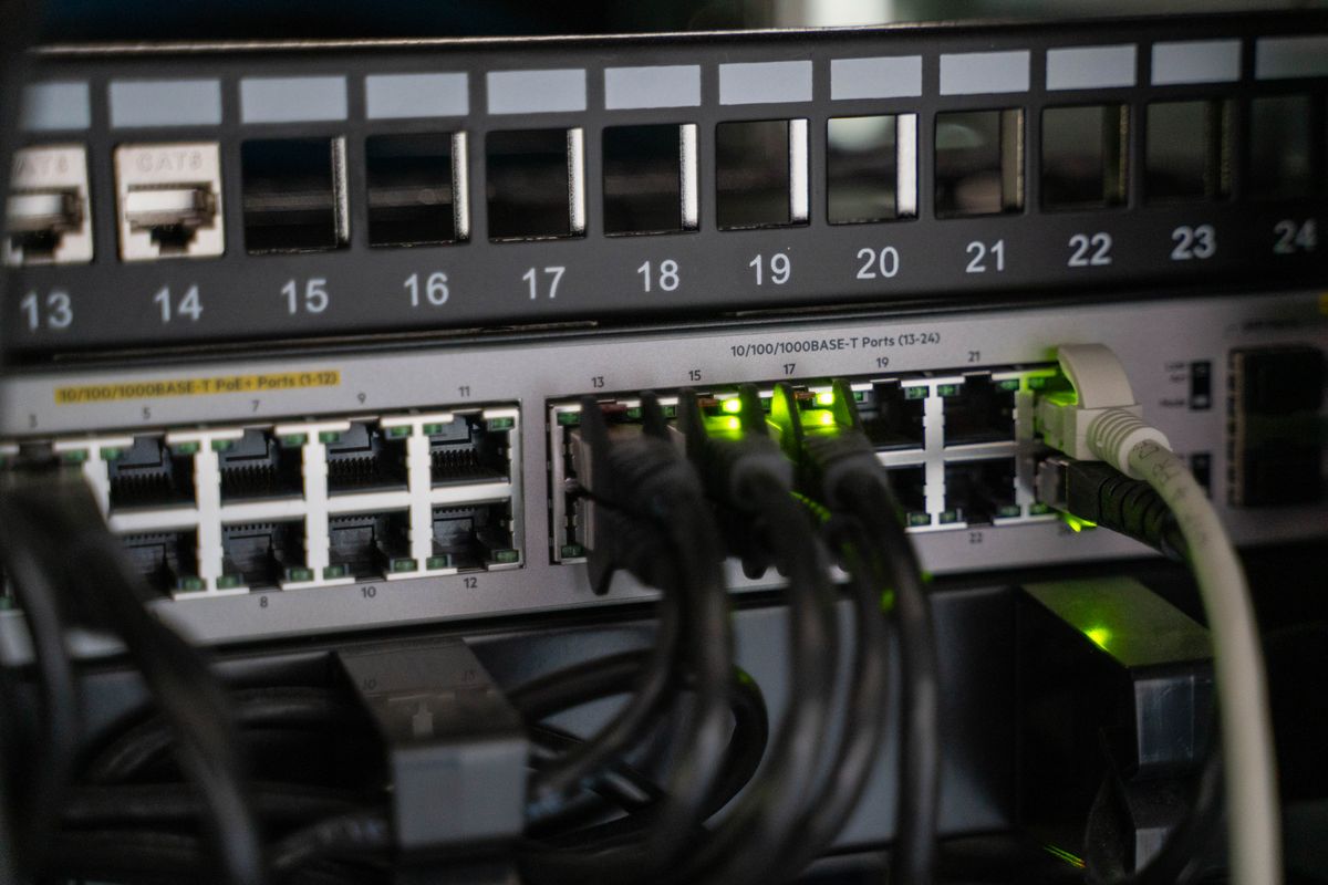 Structured network wiring close-up (stock image — to be replaced with a real project photo)