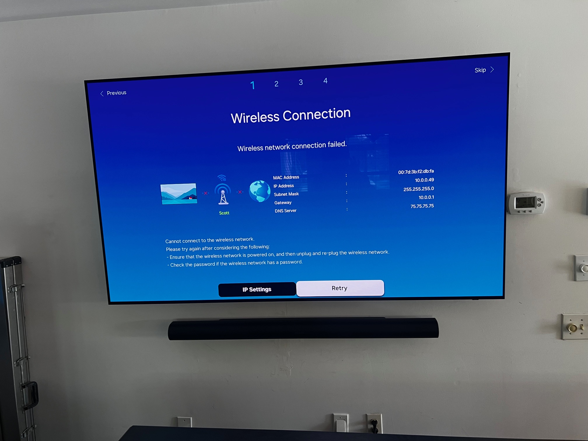 TV and soundbar wall mounted with professional wiring in NJ home